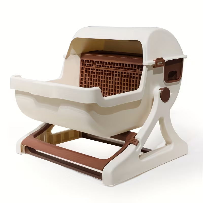 Arenero Semiautomático para Gatos - Sistema Volteable con Rejilla Separadora